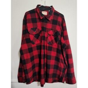 Wrangler Authentics Buffalo Plaid Fleece Shirt Long Sleeve Red Black Mens XL